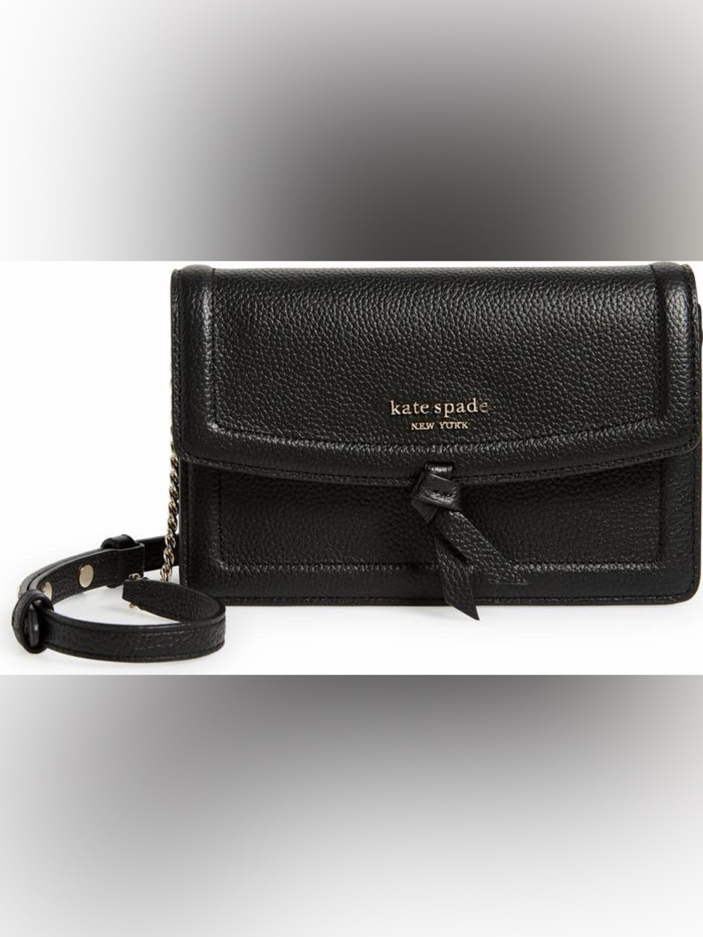 kate spade knott Black Pebbled Leather Crossbody